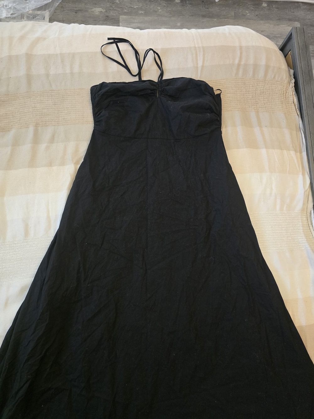 Women's Black Halter Midi Dress - Sleek Summer Style